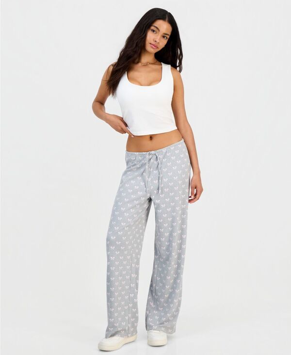 ヒッピーローズ レディース ボトムス カジュアルパンツ プリント Hippie Rose Juniors Pointelle Printedrawstring Lounge Pants Heather