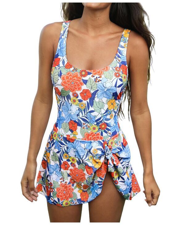カップシー レディース 水着 上下セット Cupshe Womenscoop Neck Tie Knot One Piece Swimsuit Swim Dress Orange オレンジ