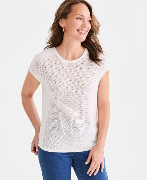 スタイルアンドコー レディース アウター ニット・セーター キャップスリーブ キャップ Style Co Womens OpenStitch CapSleeve Sweater Shiitake