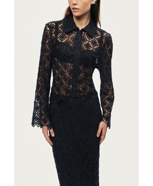 ノクチューン レディース アウター ジャケット・ブルゾン シアー レース NOCTURNE Womens Lace Sheer Jacket Black ブラック