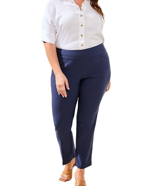 トリバル レディース ボトムス カジュアルパンツ プラスサイズ アンクル TRIBAL Plusize FlattenIt PullOn Ankle Pant Deep blue ディープブルー