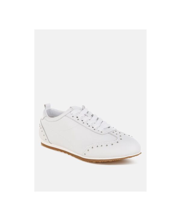 ラグアンドコー レディース シューズ スニーカー レザー Rag Co Rag and Co Womens Odaya Studded Real Soft Leather Sneakers White