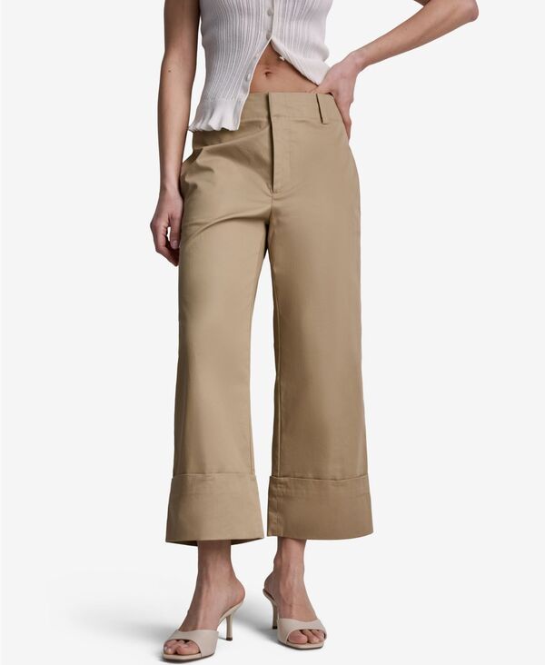 ビーシビージー レディース ボトムス カジュアルパンツ クロップド BCBG Womens Cuffed WideLeg Cropped Pants Brown ブラウン