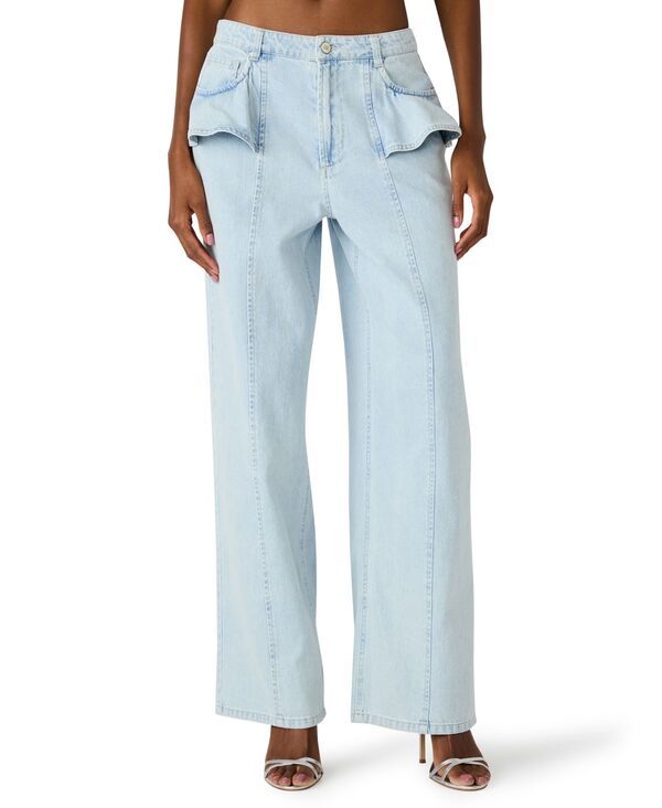 スティーブ マデン レディース ボトムス デニムパンツ ワイドレッグ ジーンズ Steve Madden Womens MidRise Wide Leg Jeans Juliette Wash