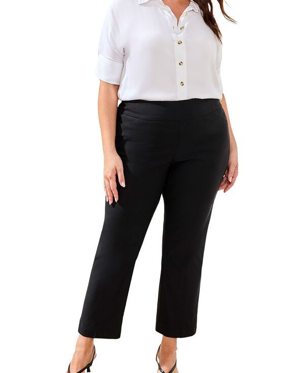 トリバル レディース ボトムス カジュアルパンツ プラスサイズ アンクル TRIBAL Plusize FlattenIt PullOn Ankle Pant Black ブラック