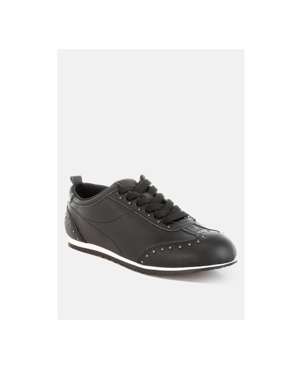 ラグアンドコー レディース シューズ スニーカー レザー Rag Co Rag and Co Womens Odaya Studded Real Soft Leather Sneakers Black