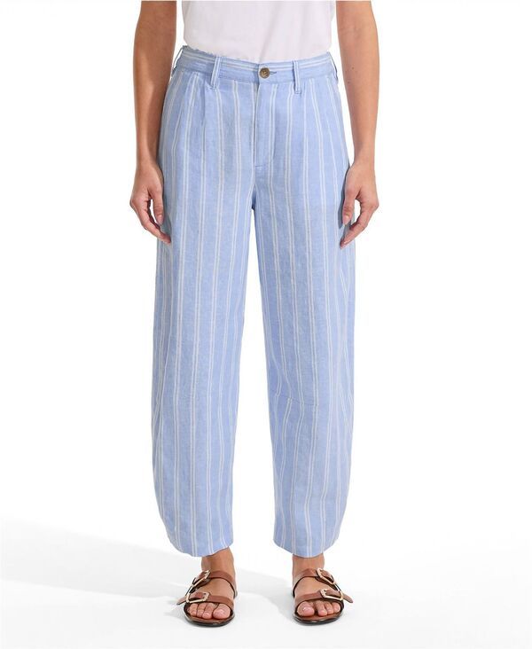 ランズエンド レディース ボトムス カジュアルパンツ プチ プリーツ アンクル リネン Lands End Petite Linen High Rise Pleated Barreleg Ankle