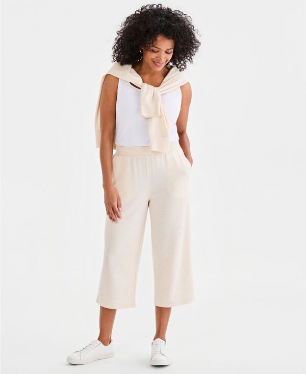 スタイルアンドコー レディース ボトムス カジュアルパンツ パイル キャップ Style Co Womens LuxLounge French Terry Capri Pants Oatmeal He