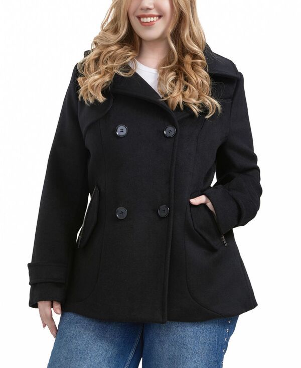 ビージーエスディー レディース アウター ジャケット・ブルゾン プラスサイズ ウール コート BGSD Womens Plusize Piper Wool Blend Hooded Pea Coat