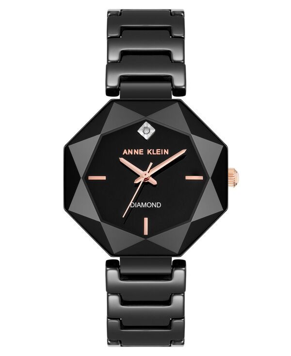 アンクライン レディース アクセサリー 腕時計 Anne Klein Womens Quartz Black Octagonal Ceramic Watch 32mm Black ブラック