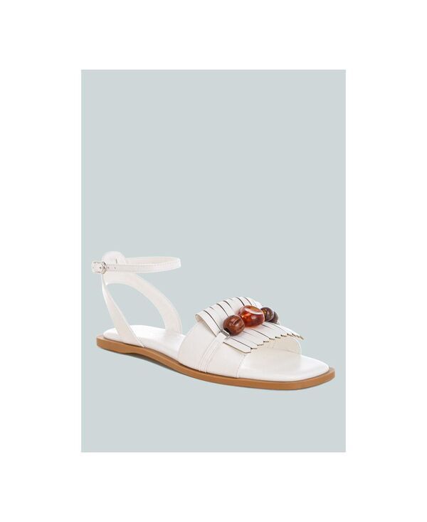 ロンドンラグ レディース シューズ サンダル London Rag Womens Morgine Beaded Flat Sandals White faux leather ホワイト