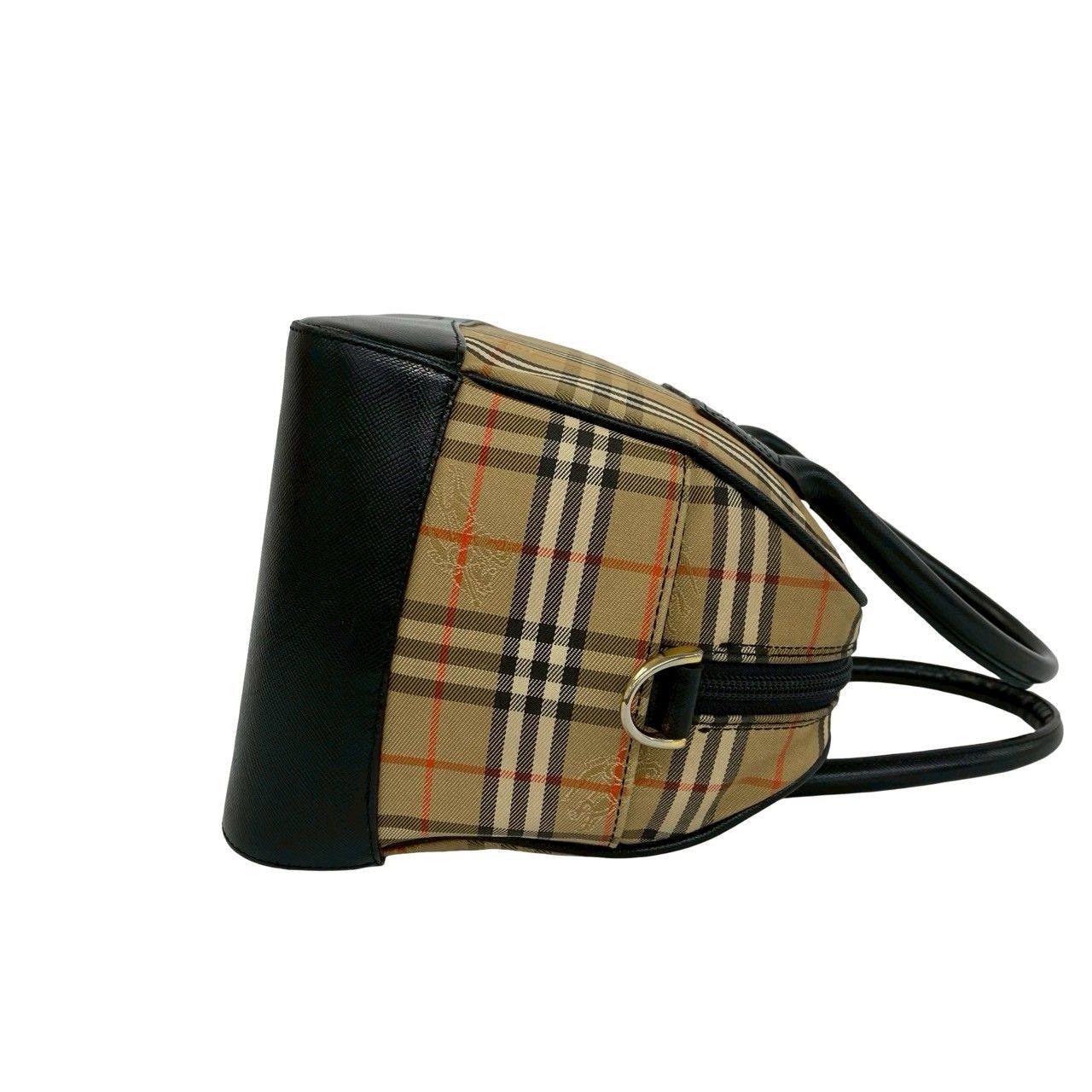 極 美品 BURBERRY バーバリー ノバチェック 柄 キャンバス レザー 本革