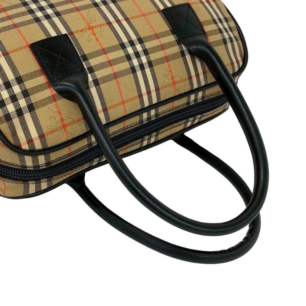 極 美品 BURBERRY バーバリー ノバチェック 柄 キャンバス レザー 本革