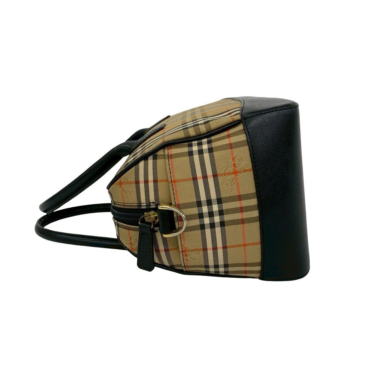 極 美品 BURBERRY バーバリー ノバチェック 柄 キャンバス レザー 本革