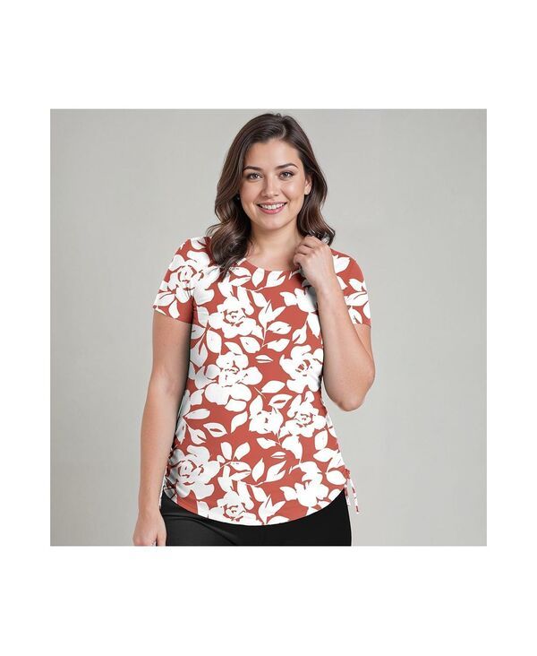 カリプサ レディース 水着 トップのみ プラスサイズ Calypsa Plusize UPF 50 Short Sleeve Adele Swim Top Rusty rose