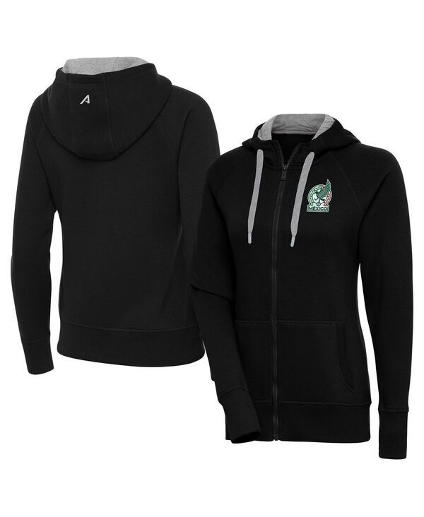 アンティグア レディース アウター パーカー・スウェット Antigua Womens Black Mexico National Team Takeover FullZip Hoodie Black