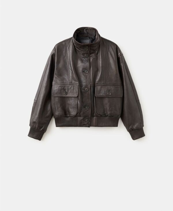 マンゴ レディース アウター ジャケット・ブルゾン レザー MANGO Womens Oversize Leather Biker Jacket Brown ブラウン