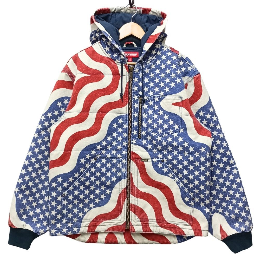 SUPREME シュプリーム 26SS Flag Quilted Hooded Work Jacket 星条旗柄 裏地キルティング フーデッド ワークジャケット M 正規品 / 55328