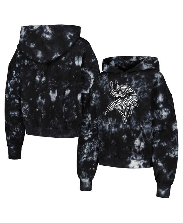 ザワイルドコレクティブ レディース アウター パーカー・スウェット クロップド The Wild Collective Womens Black Minnesota Vikings TieDye Cr