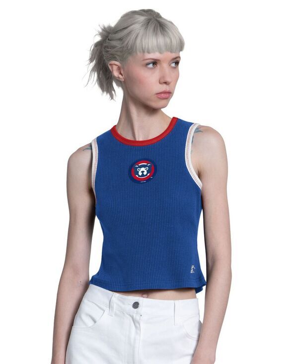 スターター レディース トップス タンクトップ Starter Womens Royal Chicago Cubs Cooperstown Play the Ball Crop Tank Top Ro