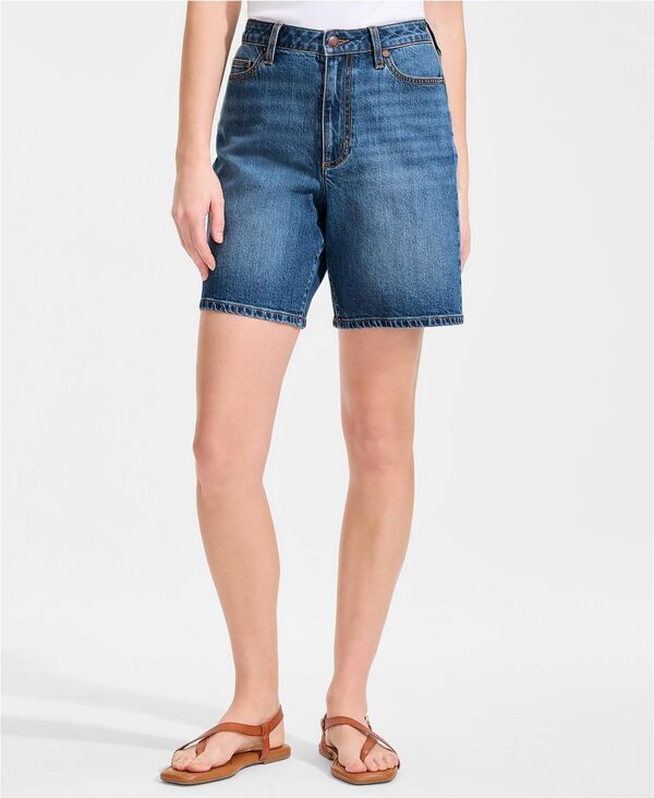 ランズエンド レディース ボトムス ハーフパンツ・ショーツ プチ ショートパンツ デニム Lands End Petite Soft Denimid Rise 7 Jean Shorts Indigo