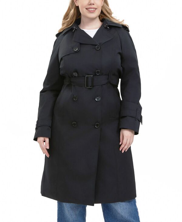 ビージーエスディー レディース アウター ジャケット・ブルゾン プラスサイズ コート BGSD Plusizeliana Wateresistant Hooded Trench Coat Black