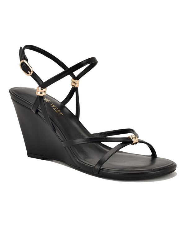 ナインウェスト レディース シューズ サンダル Nine West Womens Deklyn Strappy Ornamented Wedge Dressandals Black ブラック