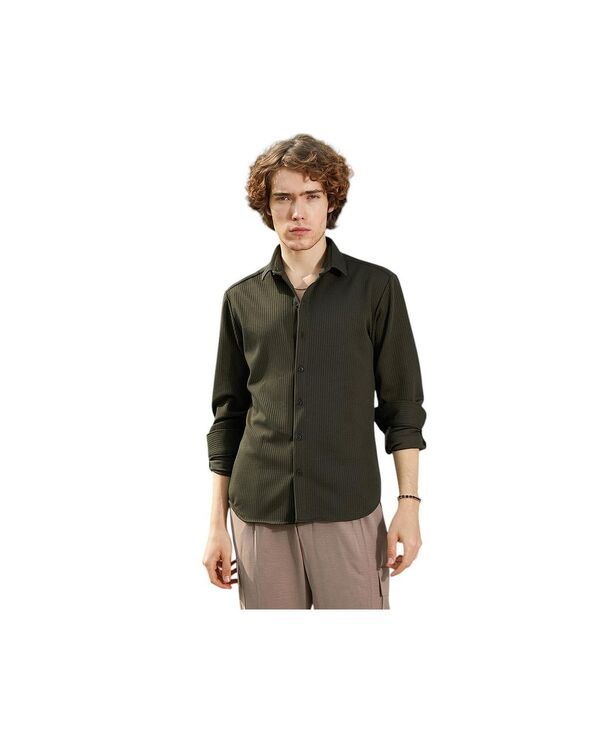 キャンパスストラ メンズ トップス シャツ リブ Campusutra Mens RibbedWoven Shirt Green グリーン