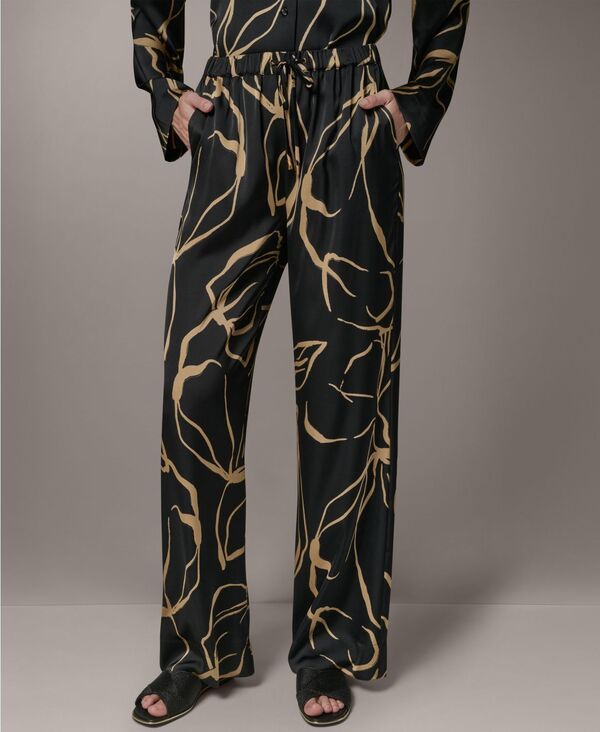 ダナ キャラン ニューヨーク レディース ボトムス カジュアルパンツ プチ プリント Donna Karanew York Petite Printed WideLeg Pants BlackFawn