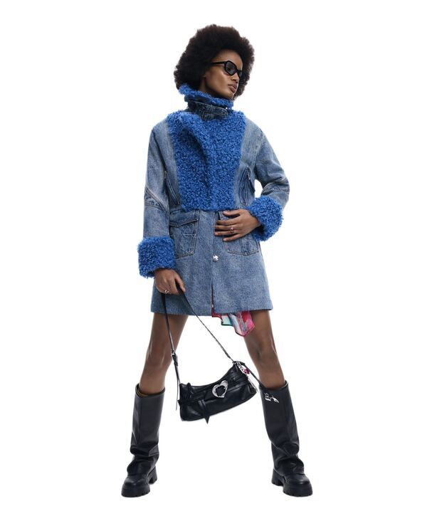 デジグアル レディース アウター コート デニム Desigual Womens Hybridenim coat Gray グレー