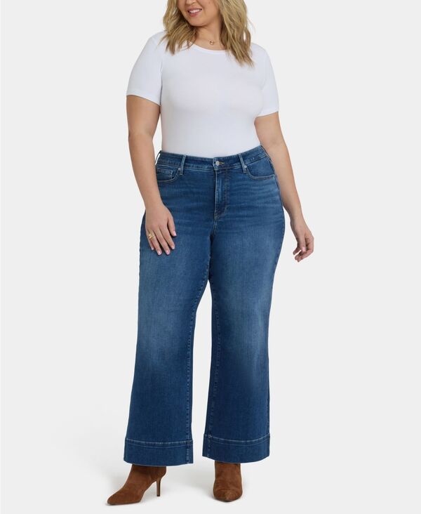 エヌワイディージェイ レディース ボトムス デニムパンツ プラスサイズ ジーンズ NYDJ Plusize Teresa WideLeg Jeans with Liftuck Technology O