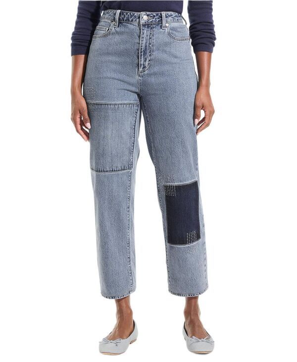 ランズエンド レディース ボトムス デニムパンツ プチ パッチワーク ジーンズ Lands End Petite Soft Denimid Rise Relaxed Straight Cropatch