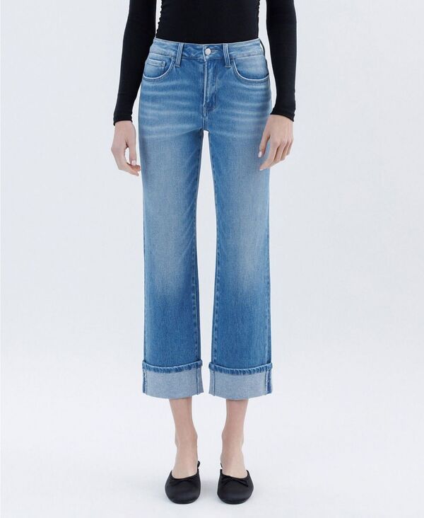 フライングモンキー レディース ボトムス デニムパンツ ジーンズ Flying Monkey Womens High Rise Cuffed Crop Straight Jeans Instincti