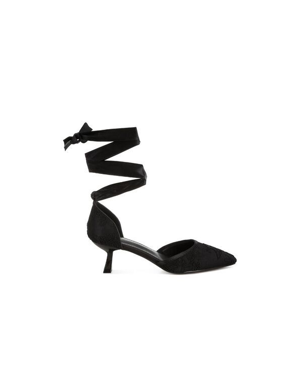 ラグアンドコー レディース シューズ サンダル レース ヒール Rag Co Rag and Co Womens Laika Lace Kitten Heel Sandals Black ブラック