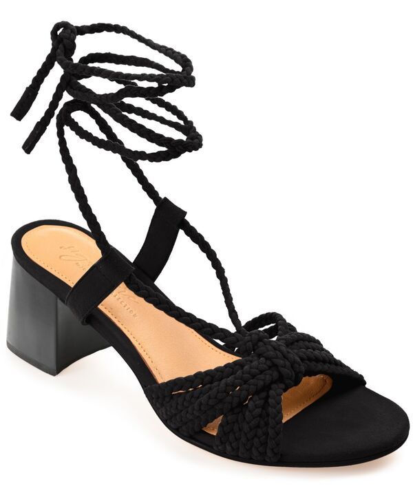 ジュルネ シグネチャー レディース シューズ サンダル ヒール Journee Signature Womens Railee Braided Block Heel Sandals Black ブラッ