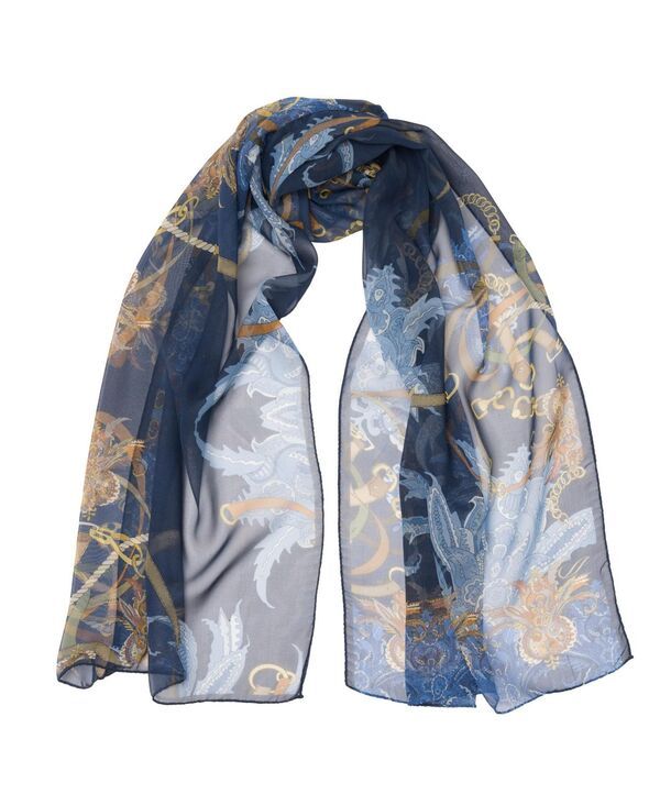 エリザベッタ レディース アクセサリー マフラー・ストール・スカーフ シアー シルク Elizabettalessandra Long Sheer Silk Scarfor Wome navy ネイビ