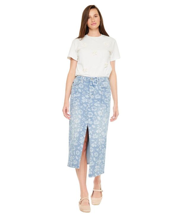 カンクン レディース ボトムスカート ミディ KanCan Womens Hibiscus High Rise Midi Skirt Light wash