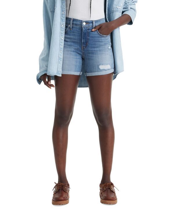 リーバイス レディース ボトムス ハーフパンツ・ショーツ ショートパンツ Levis Womens Mid Rise MidLength Stretch Shorts What Are We