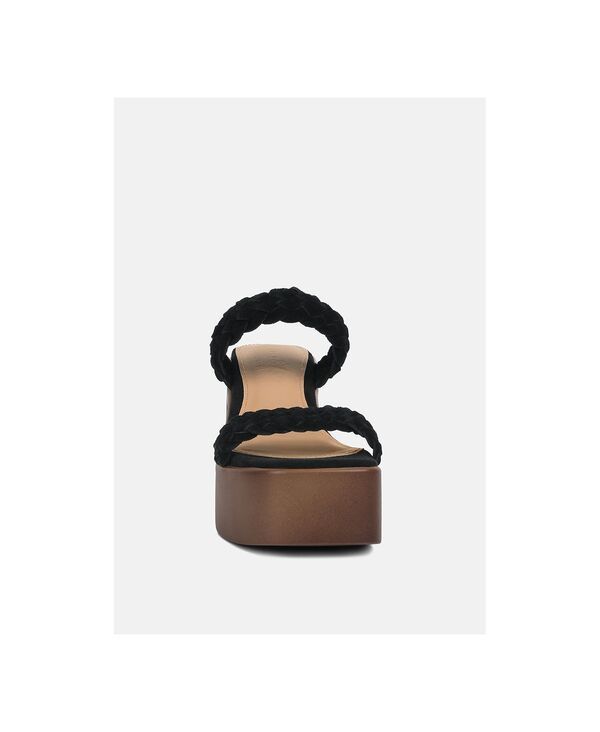 ラグアンドコー レディース シューズ サンダル プラットフォーム スエード Rag Co Misaki Womens Woven Suede Straplatform Sandals Black ブラ