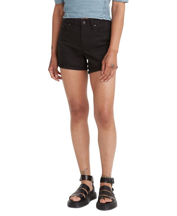 リーバイス レディース ボトムス ハーフパンツ・ショーツ ショートパンツ Levis Womens Mid Rise MidLength Stretch Shorts Black And Black