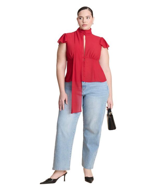 エロクイ レディース ボトムス デニムパンツ ストレート ELOQUII Womens Heart Pocket Naomi Straight Leg Jean Light wash