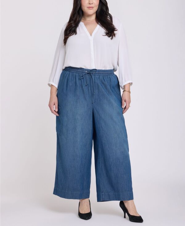 エヌワイディージェイ レディース ボトムス カジュアルパンツ プラスサイズ NYDJ Plusize Whitney PullOn Cargo Cropants Mission blue