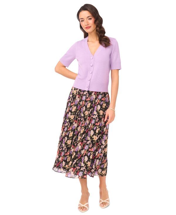 セセ レディース ボトムスカート ミディ CeCe Womensunburst Pleat Detail Midi Skirt Rich Black ブラック