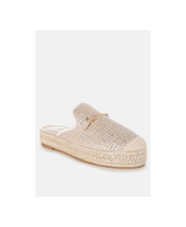 ラグアンドコー レディース シューズ サンダル Rag Co Marama Horsebit Embellished Raffia Mules Beige ベージュ