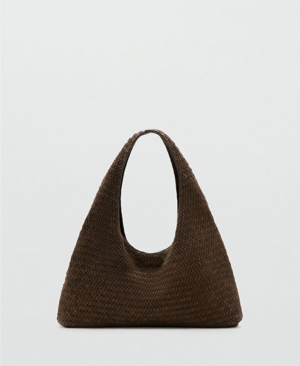 マンゴ レディース バッグ レザー MANGO Womens Braided Leather Shoulder Bag Brown ブラウン