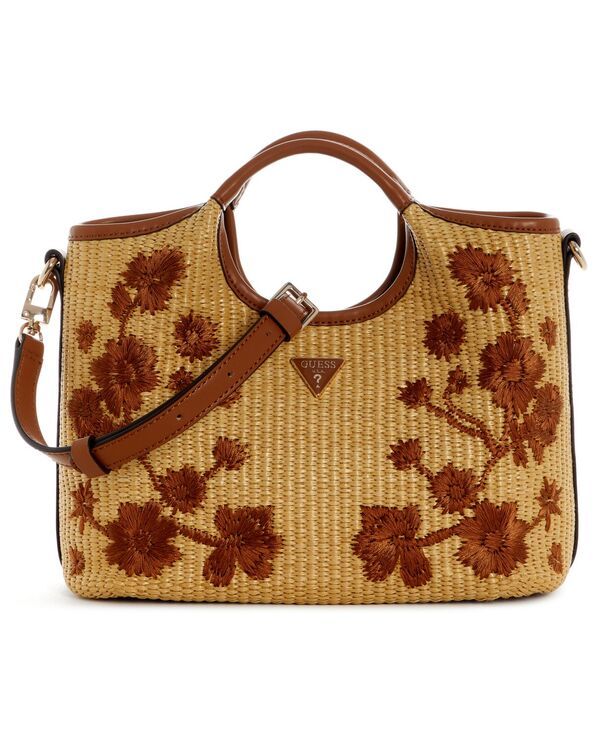 ゲス レディース バッグ GUESS Kirsten Small Woven Satchel Handbag Brown ブラウン