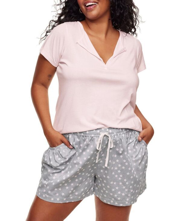 アドアミー レディース アンダーウェア ナイトウェア プラスサイズ Tシャツ Adore Me Plusize Jacquelyn Pajama Tshirt And Short Set Novelt