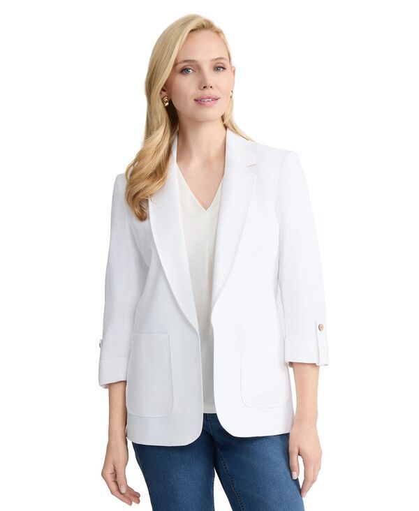ジョーンズニューヨーク レディース アウター ジャケット・ブルゾン リネン Jones New York Womens Notch Collar Linen Patch Pocket Jacket N
