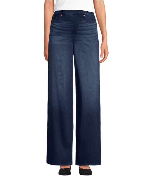 ランズエンド レディース ボトムス デニムパンツ ワイドレッグ ジーンズ Lands End Womenstarfish Denim High Rise Wide Leg Jeans Dark ind