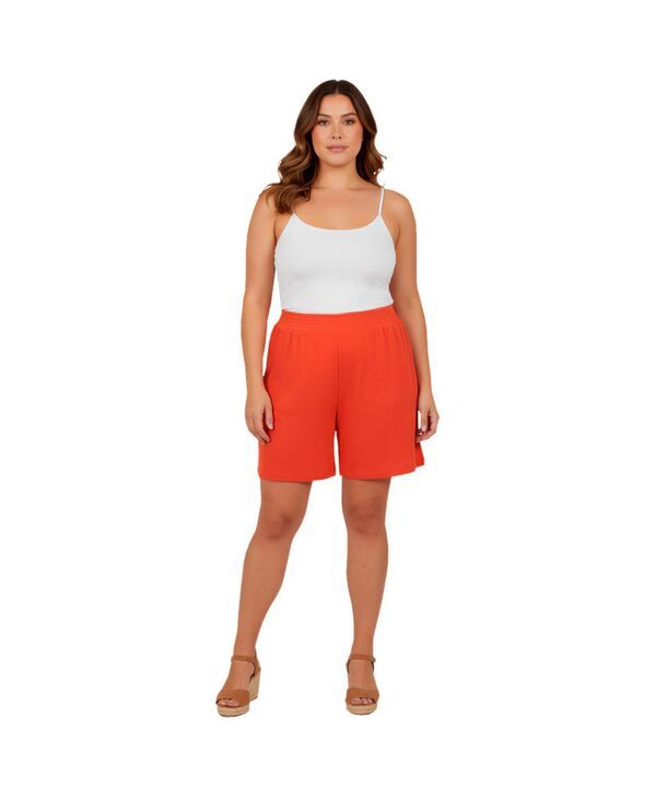 アベニュー レディース ボトムス ハーフパンツ・ショーツ ショートパンツ シャーリング ニット AVENUE Womens Knit Gauze Smocked Shorts Burnt orange